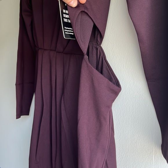 NWT Express eggplant long sleeve heavyweight dress with side cut out - Picture 3 of 8